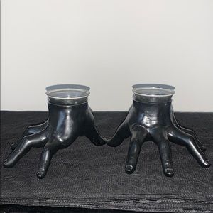 Halloween hand candle holders two